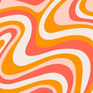 Abstract horizontal background with colorful waves. Trendy vector illustration in style retro 60s, 70s.